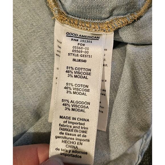 Good American Soft Denim Jean Shirt Women's Size 1/S Casual Preppy - Picture 11 of 11